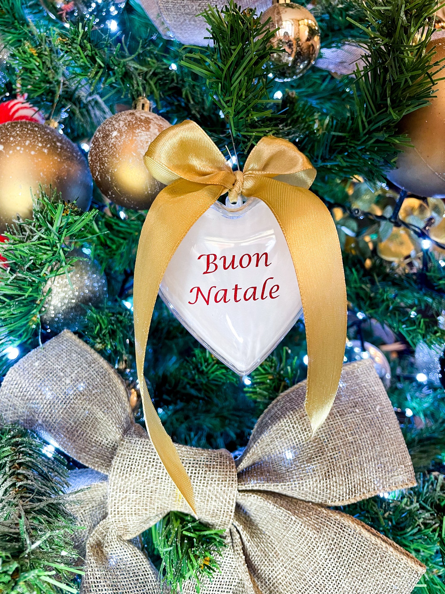 PALLINA 'BUON NATALE' A CUORE CON FOTO