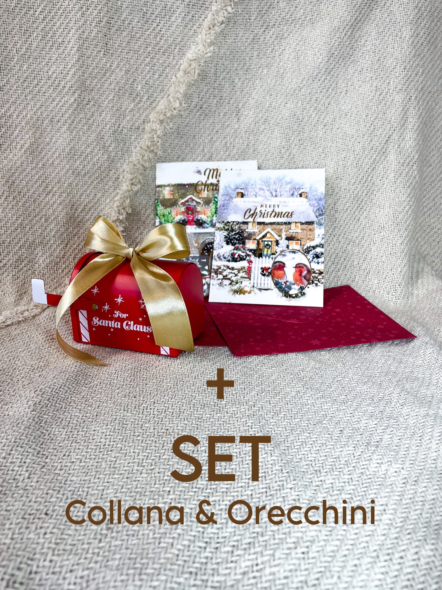 🎁 SET NATALE 'CASSETTA POSTA + SET Collana&Orecchini + BUSTA&BIGLIETTO'