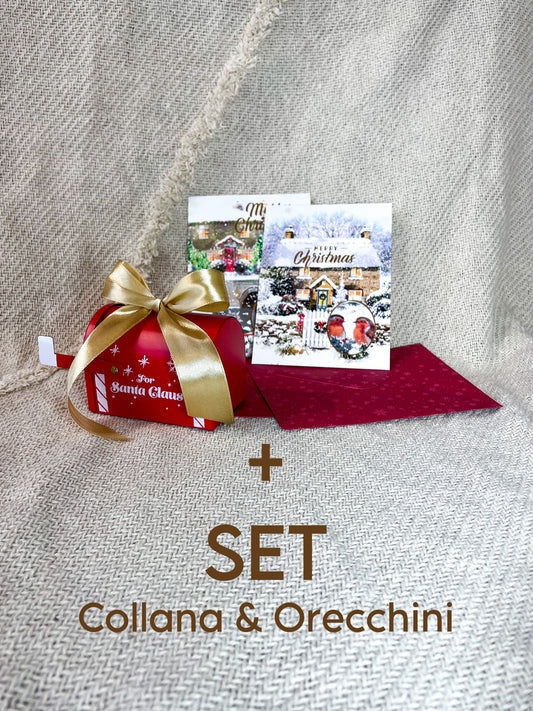 🎁 SET NATALE 'CASSETTA POSTA + SET Collana&Orecchini + BUSTA&BIGLIETTO'